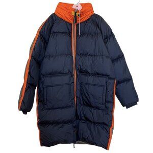 Parajumpers Navy Blue Puffer Coat with Orange Trim